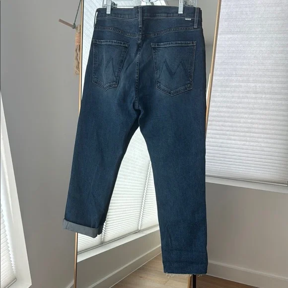 NWOT MOTHER The Scrapper Cuff Ankle Fray Straight Jeans with Vintage Wash - Picture 6 of 11